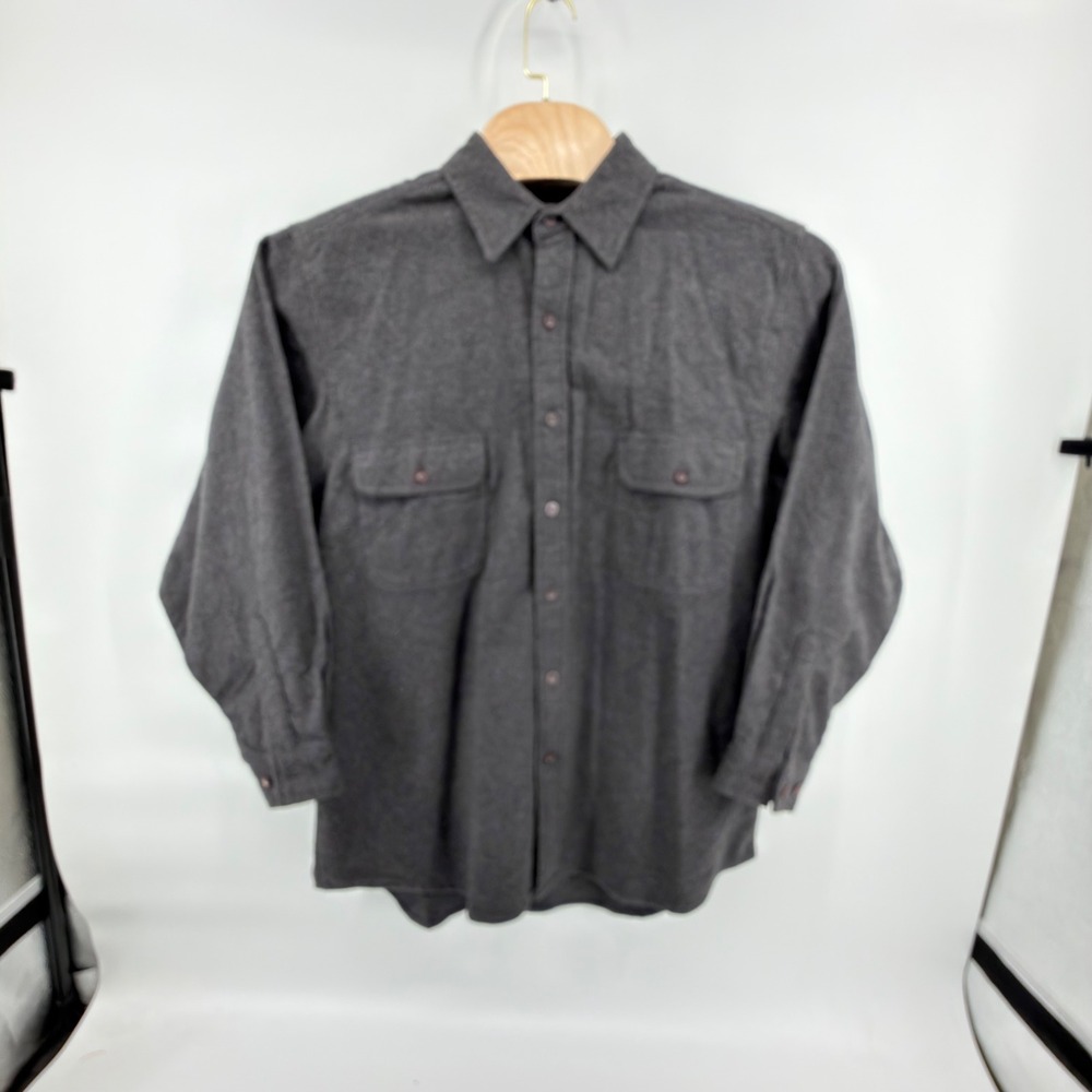 Moose Creek Flannel Shirt Mens XL Gray Long Sleeve Double Pocket Cotton